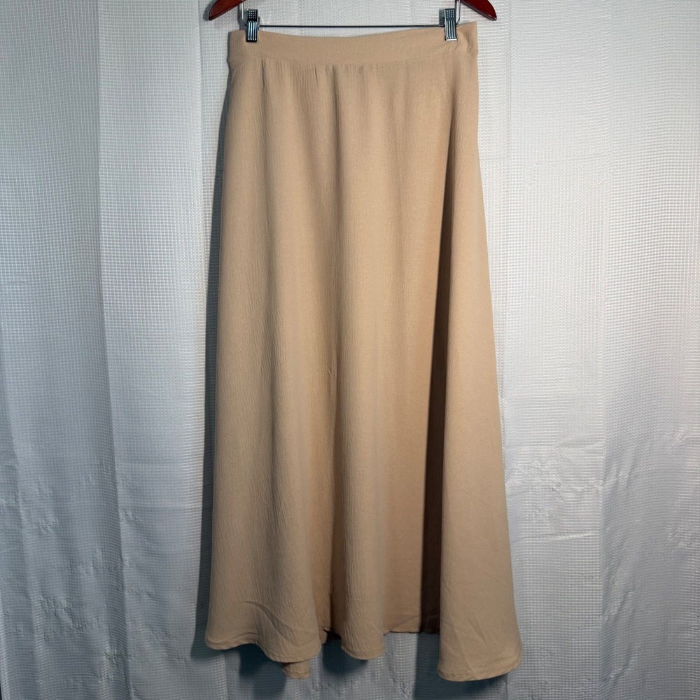 Refka Maxi Skirt 12 Beige Elastic Waist A-Line Flowy basic staple